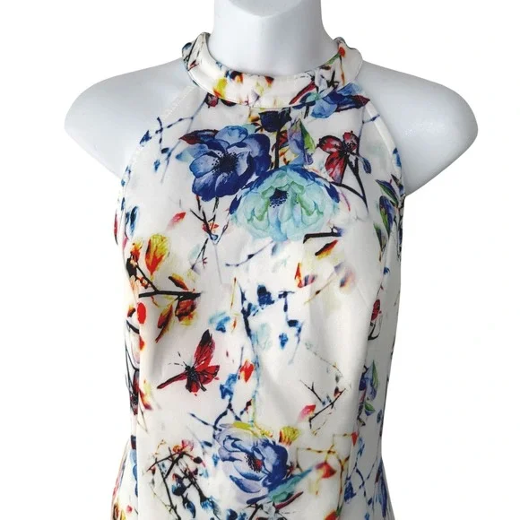VENUS Wonens Floral Halter‎ Sheath Dress Medium Garden Party Chic Resortwear - Picture 2 of 16